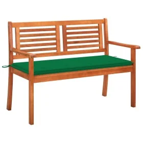 Solid eucalyptus wood 2-seater garden bench with cushion, 120 cm by , garden benches - Ref: Foro24-3060974, Price: 181,83 €, ...