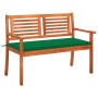 Solid eucalyptus wood 2-seater garden bench with cushion, 120 cm by , garden benches - Ref: Foro24-3060974, Price: 184,89 €, ...