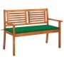 Solid eucalyptus wood 2-seater garden bench with cushion, 120 cm by , garden benches - Ref: Foro24-3060974, Price: 181,83 €, ...