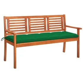Solid eucalyptus wood 3-seater garden bench with cushion, 150 cm by , garden benches - Ref: Foro24-3061016, Price: 192,86 €, ...