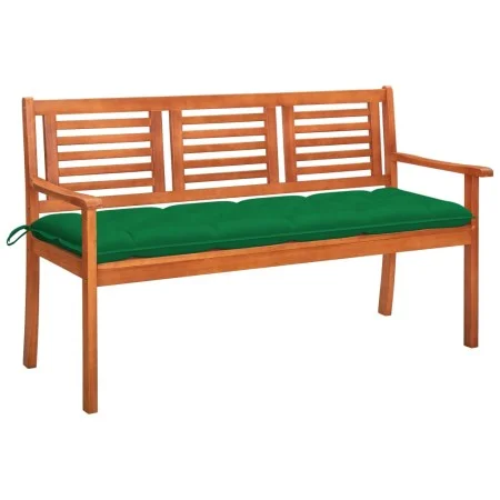 Solid eucalyptus wood 3-seater garden bench with cushion, 150 cm by , garden benches - Ref: Foro24-3061016, Price: 192,86 €, ...