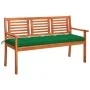 Solid eucalyptus wood 3-seater garden bench with cushion, 150 cm by , garden benches - Ref: Foro24-3061016, Price: 192,86 €, ...