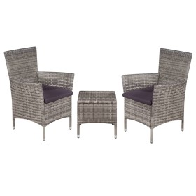 Garden bistro table and chairs set 3 pieces brown synthetic rattan by vidaXL, Garden sets - Ref: Foro24-44095, Price: 146,48 ...