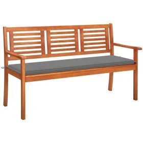 Solid eucalyptus wood 3-seater garden bench with cushion, 150 cm by , garden benches - Ref: Foro24-3060997, Price: 194,89 €, ...