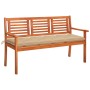 Solid eucalyptus wood 3-seater garden bench with cushion, 150 cm by , garden benches - Ref: Foro24-3061014, Price: 203,63 €, ...