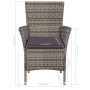 Set mesa y sillas bistró jardín 3 pzas ratán sintético marrón de vidaXL, Conjuntos de jardín - Ref: Foro24-44095, Precio: 146...