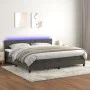 Box spring bed with mattress and LED dark gray velvet 200x200 cm by , Beds and slatted bases - Ref: Foro24-3134424, Price: 54...