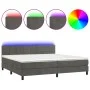 Box spring bed with mattress and LED dark gray velvet 200x200 cm by , Beds and slatted bases - Ref: Foro24-3134424, Price: 54...