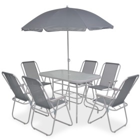 Garden dining set 8 pieces steel and gray textilene by vidaXL, Garden sets - Ref: Foro24-43786, Price: 324,26 €, Discount: %