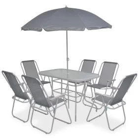 Garden dining set 8 pieces steel and gray textilene by vidaXL, Garden sets - Ref: Foro24-43786, Price: 316,20 €, Discount: %