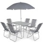Garten-Essset 8-teilig aus Stahl und grauem Textilene von vidaXL, Gartensets - Ref: Foro24-43786, Preis: 324,26 €, Rabatt: %
