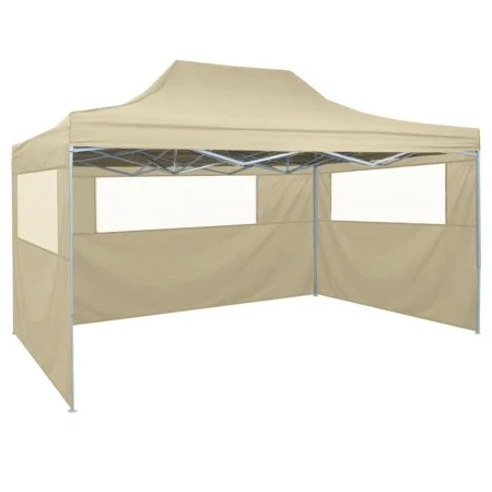 Professional folding tent with 3 cream-colored steel walls 3x4m by , Tents and gazebos - Ref: Foro24-48893, Price: 155,58 €, ...