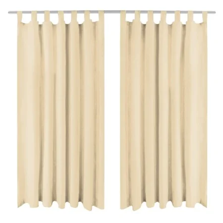 Micro-satin curtains with loops 2 units 140x175cm beige by vidaXL, Curtains and curtains - Ref: Foro24-132216, Price: 22,69 €...