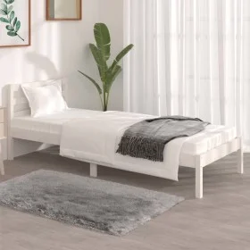 Solid white pine wood bed frame 75x190 cm by , Beds and slatted bases - Ref: Foro24-810391, Price: 78,36 €, Discount: %