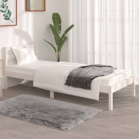 Massives Bettgestell aus weißem Kiefernholz, 75 x 190 cm von , Betten und Lattenroste - Ref: Foro24-810391, Preis: 74,14 €, R...