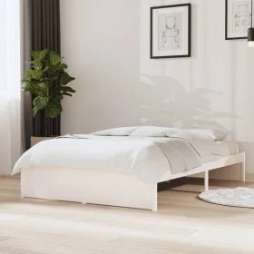 Small double bed frame white solid wood 120x190cm by , Beds and slatted bases - Ref: Foro24-814920, Price: 134,79 €, Discount: %