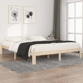 Solid pine wood bed frame 160x200 cm by , Beds and slatted bases - Ref: Foro24-810375, Price: 96,11 €, Discount: %