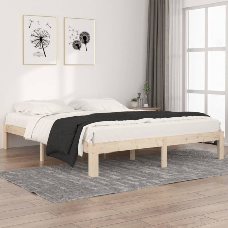 Solid pine wood bed frame 160x200 cm by , Beds and slatted bases - Ref: Foro24-810375, Price: 97,32 €, Discount: %
