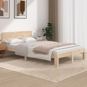Solid pine wood bed frame 120x200 cm by , Beds and slatted bases - Ref: Foro24-810490, Price: 104,86 €, Discount: %