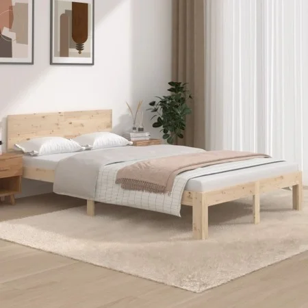 Solid pine wood bed frame 120x200 cm by , Beds and slatted bases - Ref: Foro24-810490, Price: 103,37 €, Discount: %