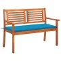 2-Sitzer-Gartenbank aus massivem Eukalyptusholz und Kissen 120 cm von , Gartenbänke - Ref: Foro24-3060973, Preis: 181,05 €, R...
