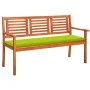 3 seater garden bench solid eucalyptus wood and cushion 150 cm by , garden benches - Ref: Foro24-3061007, Price: 183,73 €, Di...