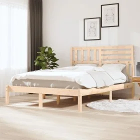 Solid pine wood bed frame 140x190 cm by , Beds and slatted bases - Ref: Foro24-3101003, Price: 121,97 €, Discount: %