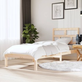 Estructura de cama individual pequeña madera maciza 75x190 cm