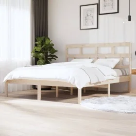 Bettgestell aus massivem Kiefernholz, 160 x 200 cm von , Betten und Lattenroste - Ref: Foro24-3101228, Preis: 128,97 €, Rabat...
