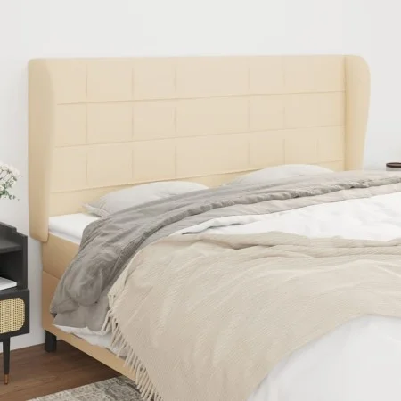 Headboard with cream fabric ears 163x23x118/128 cm by , Headboards and footboards - Ref: Foro24-3117967, Price: 134,19 €, Dis...