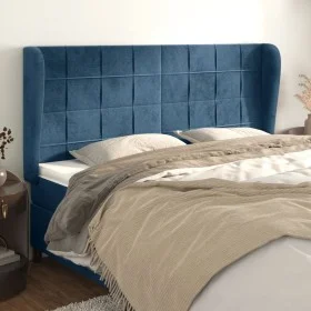 Headboard with dark blue velvet ears 163x23x118/128 cm by , Headboards and footboards - Ref: Foro24-3118014, Price: 143,55 €,...