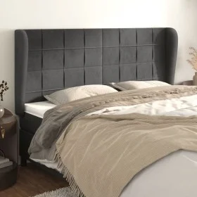 Headboard with dark gray velvet ears 203x23x118/128 cm by , Headboards and footboards - Ref: Foro24-3118023, Price: 124,24 €,...