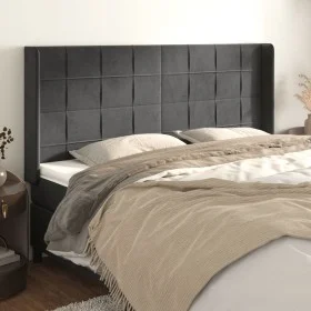 Headboard with dark gray velvet ears 203x16x118/128 cm by , Headboards and footboards - Ref: Foro24-3119647, Price: 118,11 €,...