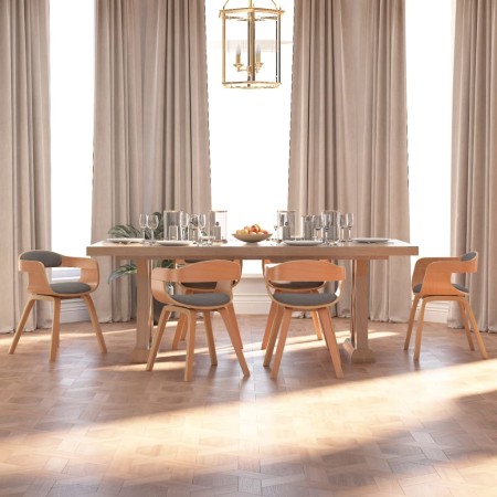 Silla de comedor 6 uds madera curvada y tela gris claro en Sillas de comedor | Comprar online en Foro24