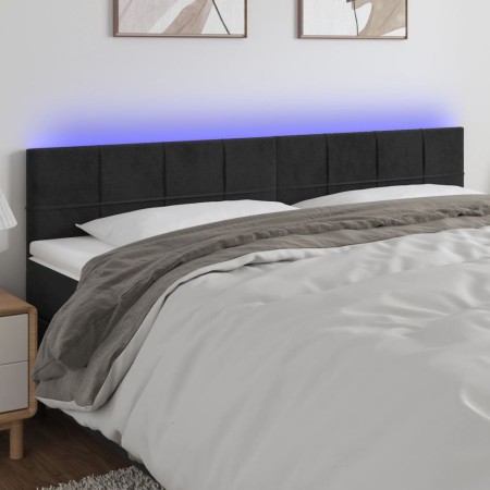 Kopfteil aus schwarzem Samt mit LED 160x5x78/88 cm von , Kopf- und Fußteile - Ref: Foro24-3121668, Preis: 66,28 €, Rabatt: %