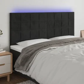 Kopfteil aus schwarzem Samt mit LED-Leuchten, 160 x 5 x 118/128 cm von , Kopf- und Fußteile - Ref: Foro24-3122480, Preis: 127...