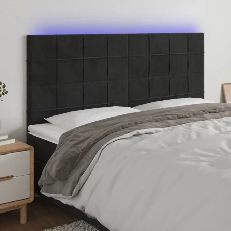 Black velvet headboard with LED lights 160x5x118/128 cm by , Headboards and footboards - Ref: Foro24-3122480, Price: 127,17 €...