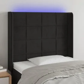 Black velvet headboard with LED 83x16x118/128 cm by , Headboards and footboards - Ref: Foro24-3124080, Price: 89,07 €, Discou...