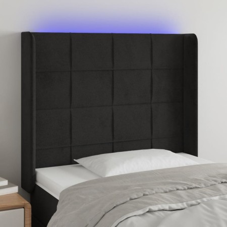 Kopfteil aus schwarzem Samt mit LED 83x16x118/128 cm von , Kopf- und Fußteile - Ref: Foro24-3124080, Preis: 80,10 €, Rabatt: %