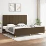 Bed frame with headboard in dark brown fabric 200x200cm by , Beds and slatted bases - Ref: Foro24-3125084, Price: 231,88 €, D...