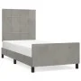 Light gray velvet bed frame with headboard 80x200 cm by , Beds and slatted bases - Ref: Foro24-3125721, Price: 158,61 €, Disc...