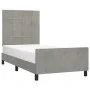 Light gray velvet bed frame with headboard 80x200 cm by , Beds and slatted bases - Ref: Foro24-3125721, Price: 158,61 €, Disc...