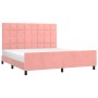 Estructura de cama con cabecero de terciopelo rosa 160x200 cm de , Camas y somieres - Ref: Foro24-3125768, Precio: 215,38 €, ...