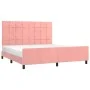 Estructura de cama con cabecero de terciopelo rosa 160x200 cm de , Camas y somieres - Ref: Foro24-3125768, Precio: 220,34 €, ...