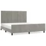 Bed frame with light gray velvet headboard 160x200cm by , Beds and slatted bases - Ref: Foro24-3125763, Price: 247,20 €, Disc...