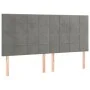 Bed frame with light gray velvet headboard 160x200cm by , Beds and slatted bases - Ref: Foro24-3125763, Price: 247,20 €, Disc...