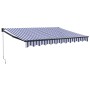 Toldo retráctil aluminio y tela azul y blanco 3,5x2,5 m