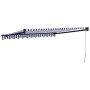 Toldo retráctil aluminio y tela azul y blanco 3,5x2,5 m
