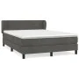 Box spring bed with dark gray velvet mattress 140x190 cm by , Beds and slatted bases - Ref: Foro24-3127488, Price: 451,02 €, ...