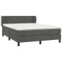 Box spring bed with dark gray velvet mattress 140x190 cm by , Beds and slatted bases - Ref: Foro24-3127488, Price: 451,02 €, ...